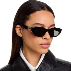 Miu Miu Sleek Black Oval Sunglasses